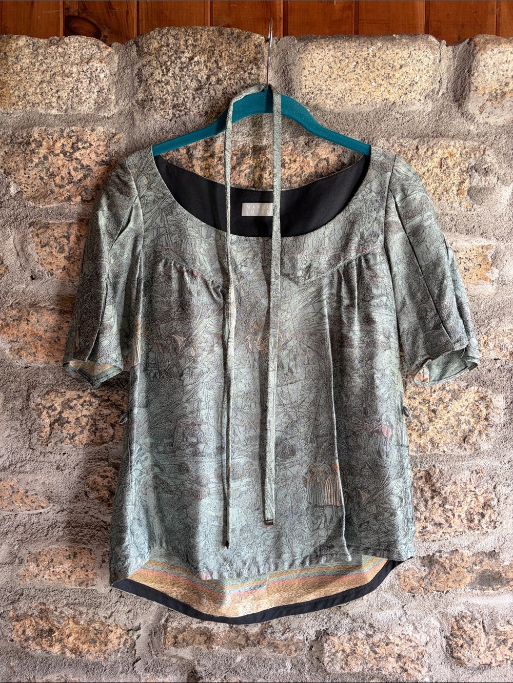 Markus Lupfer Short Sleeve Blouse with Tapestry Print